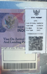 visa on arrival extension bali passport sticker